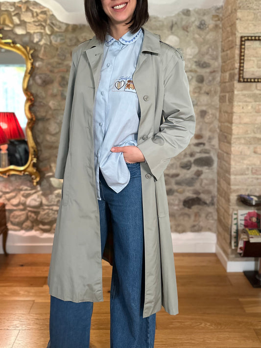 Trench Vintage Lungo Nino Grigio/Verde Salvia Tg.40/42/44