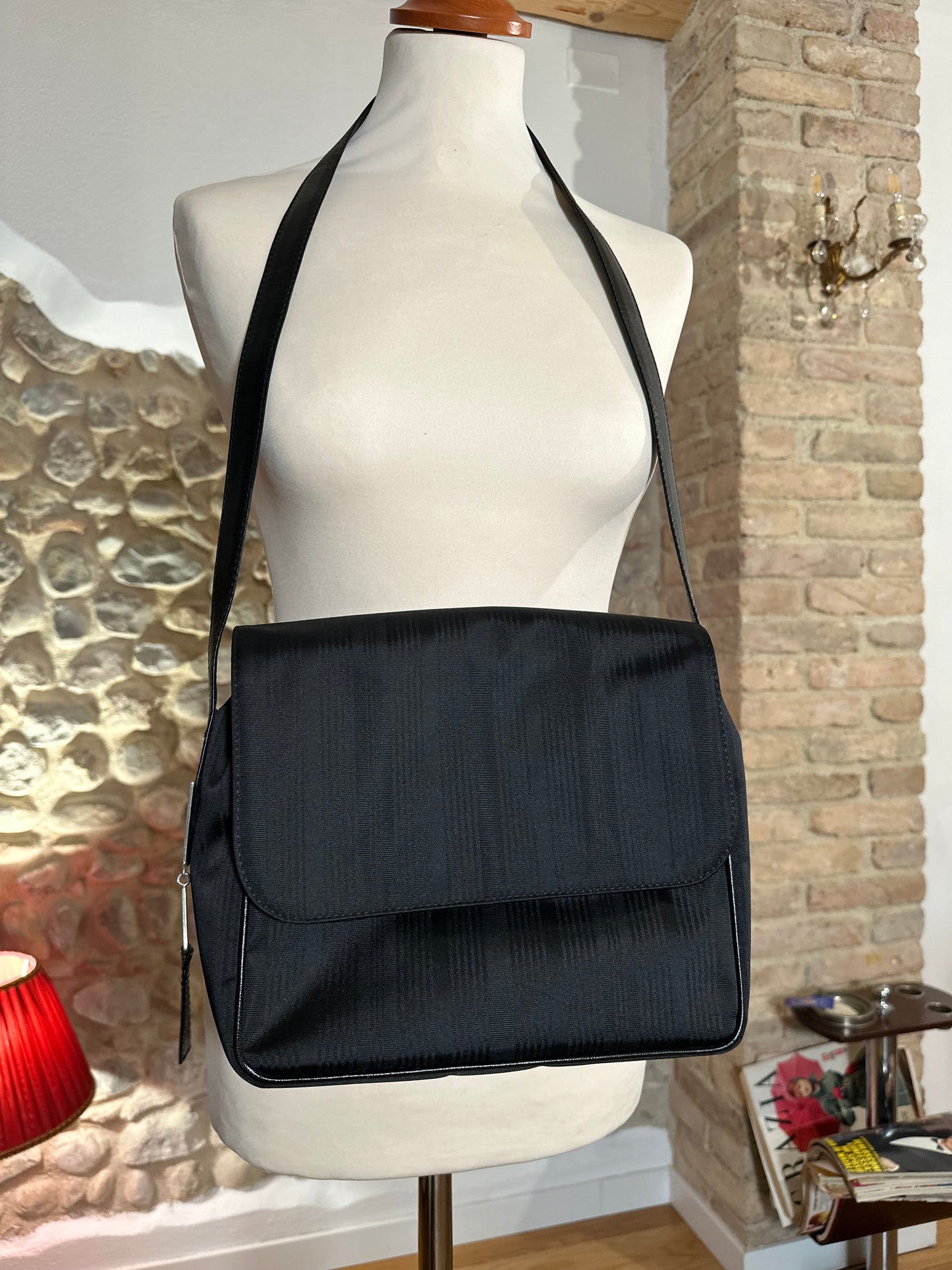 Borsa Gianni Versace Vintage Anni ‘80 in Pelle e Tela Nera