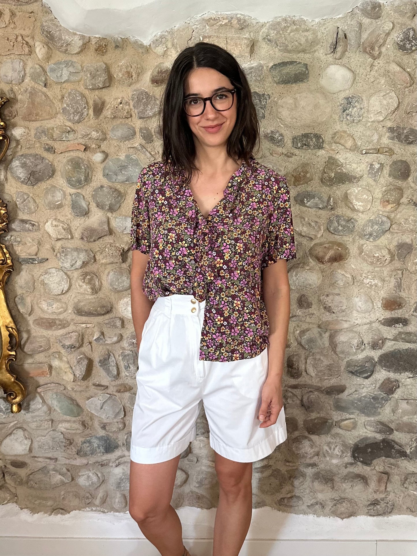 Camicia Vintage Anni ‘70 Sartoriale Fantasia Fiorellini Tg.fino 50