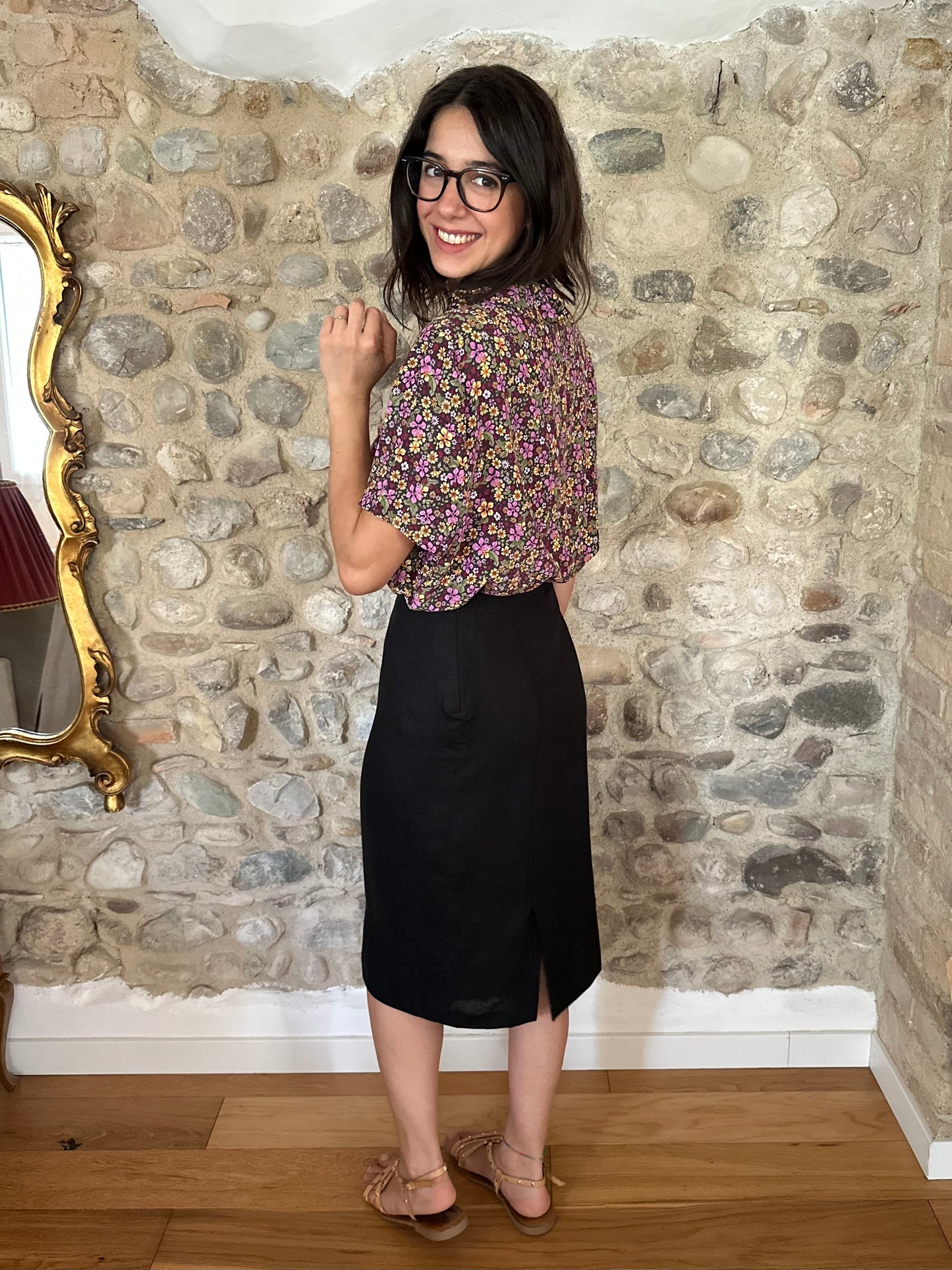 Camicia Vintage Anni ‘70 Sartoriale Fantasia Fiorellini Tg.fino 50