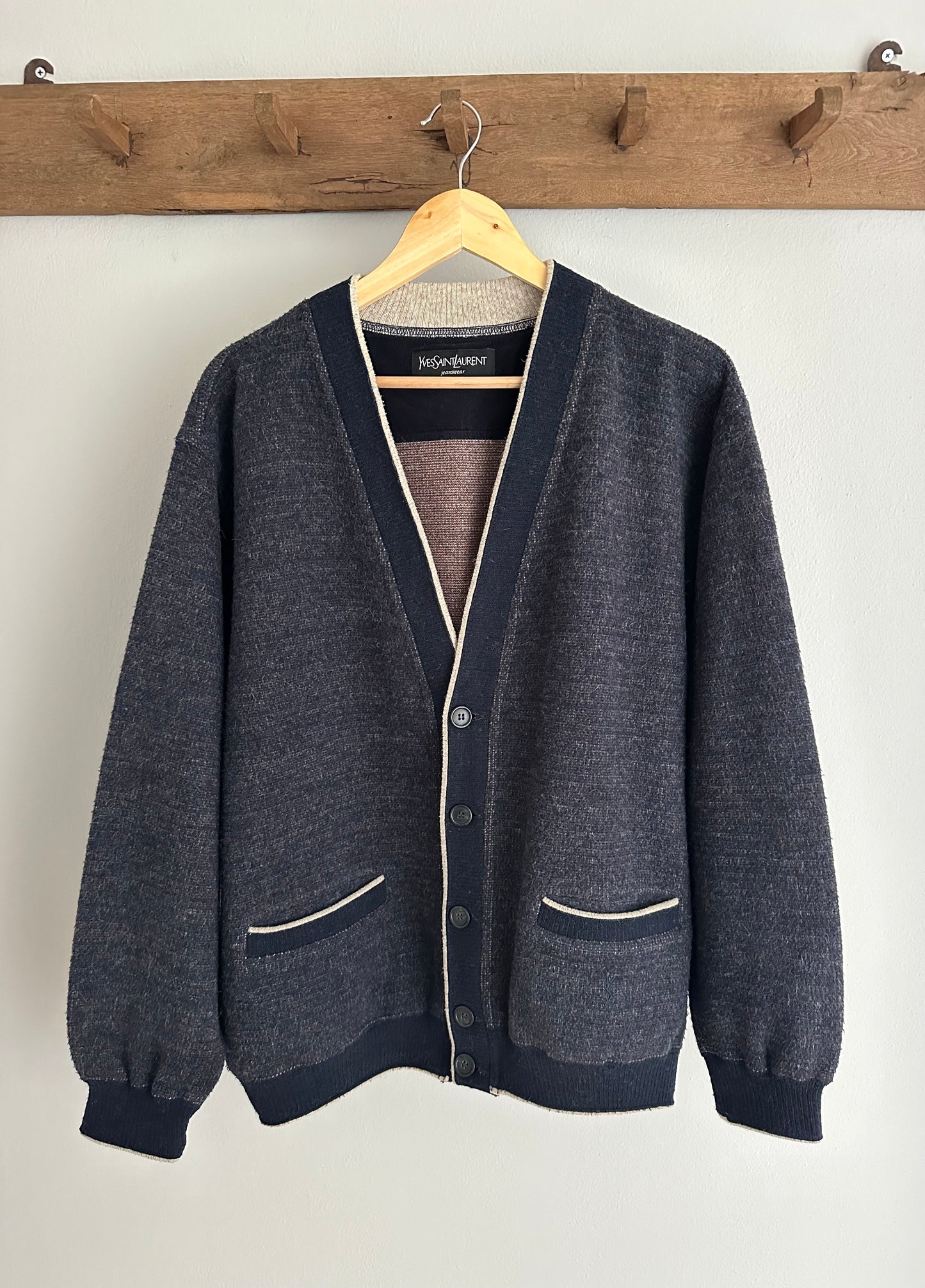 Cardigan YSL Anni ‘80 in Lana e Alpaca Blu tg.L
