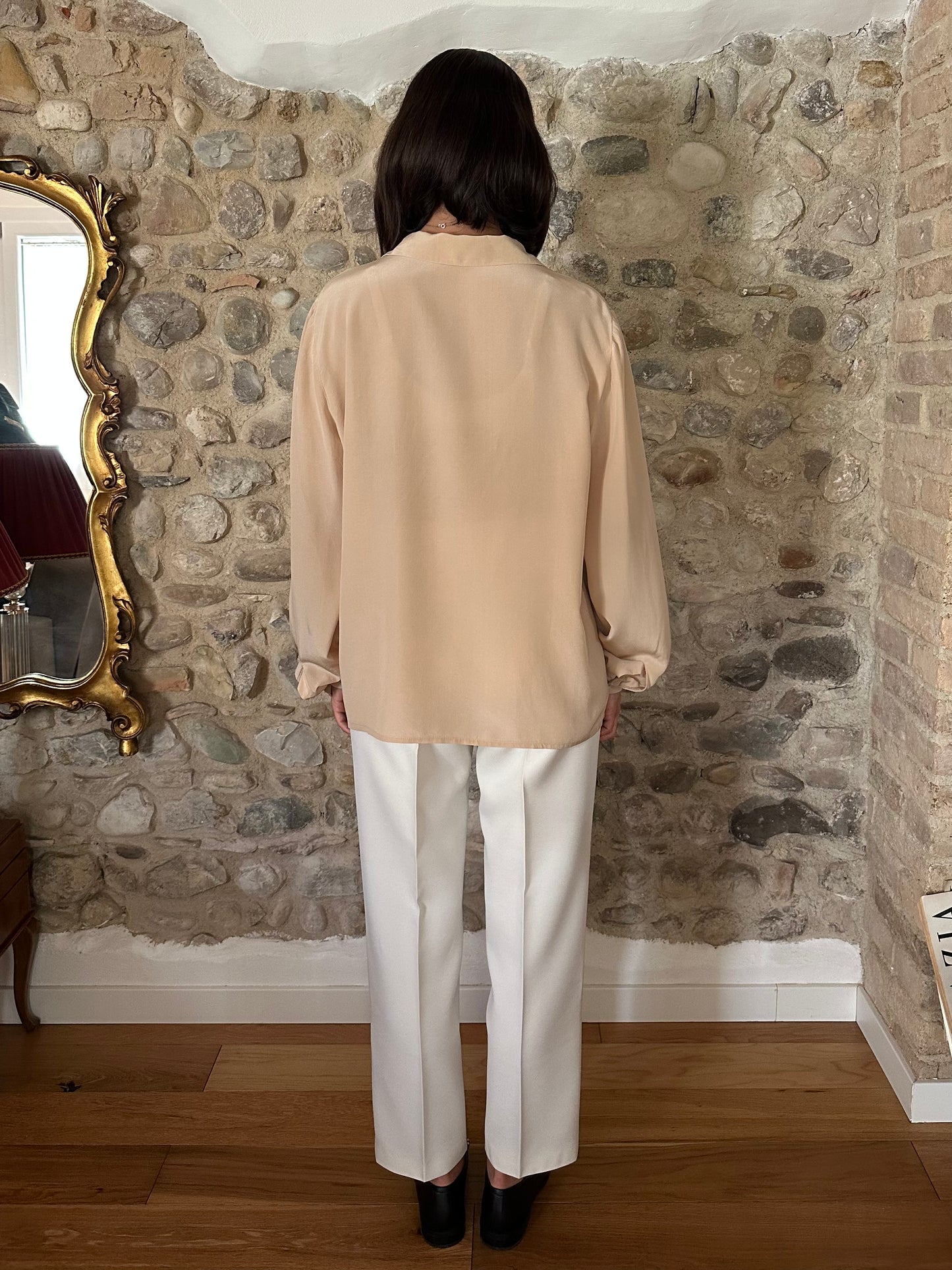 Camicia Vintage Sartoriale in Seta Beige Tg. Fino 50