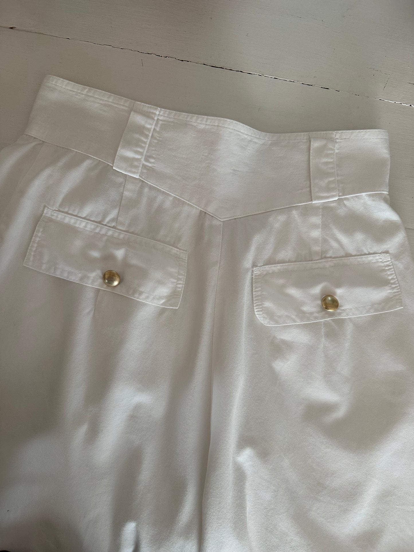 Bermuda Vintage Anni ‘80 a Vita Altissima in Cotone Bianco Tg.38/40