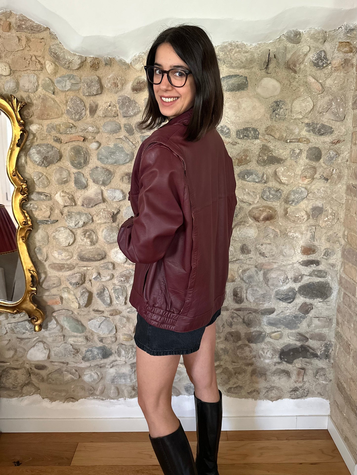 Giubbotto Vintage Anni ‘80 in Pelle Vinaccia Tg.44/46