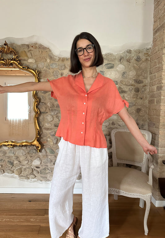 Blusa Pennyblack in Lino Anni ‘90 Rosa Salmone Tg.44/46