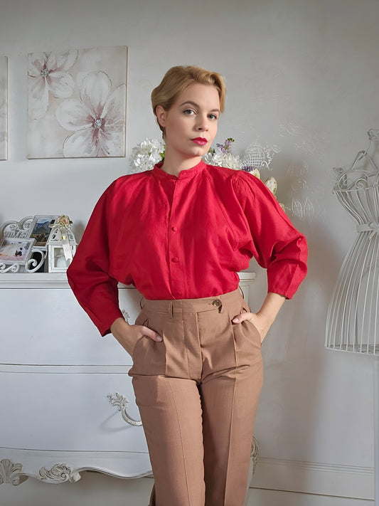 Camicia Tiziana Beghi Collo Coreana in Lana Rossa Tg.da 42 a 48