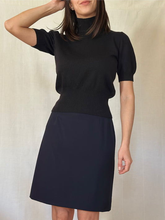 Sottogiacca Vintage Mazzonetto Manica Corta in Lana Nero Tg.40/42/44