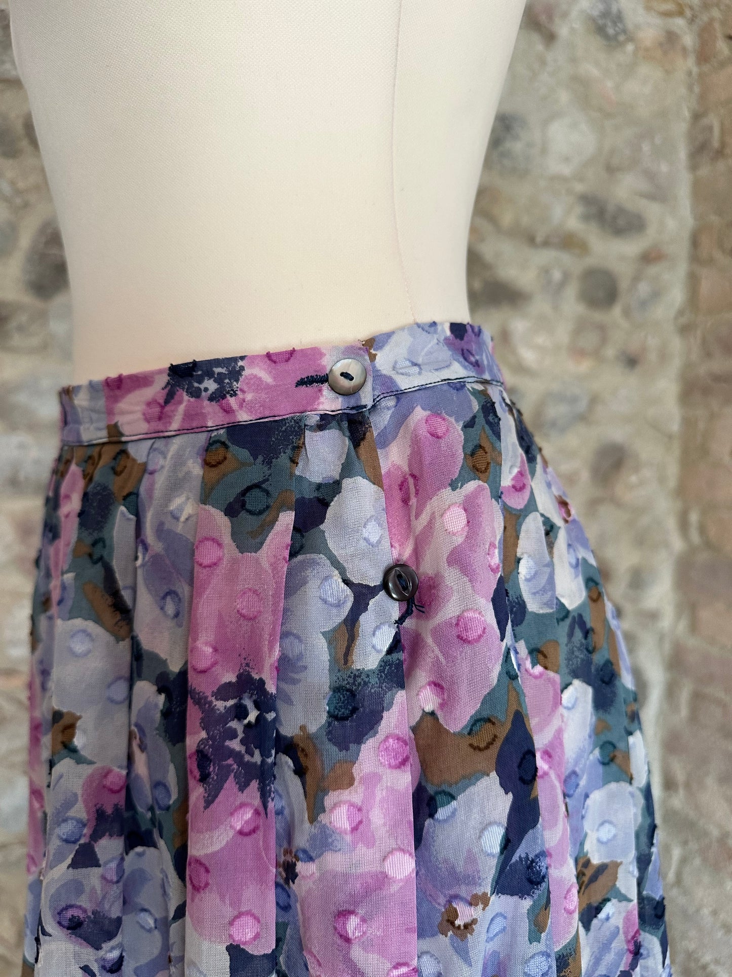 Gonna Vintage Sartoriale a Ruota Anni ‘80 in Cotone a Fiori Tg.42