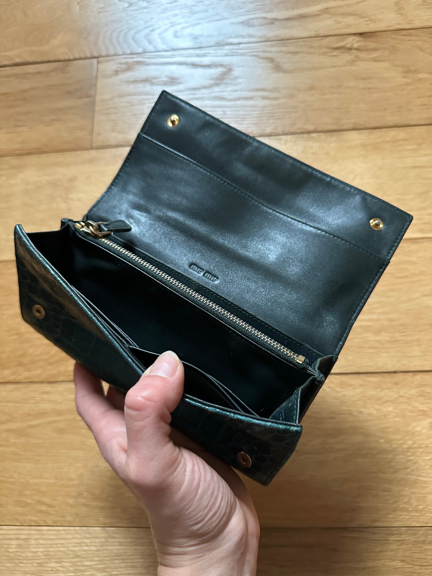 Portafoglio Miu Miu in Pelle Verde