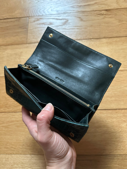 Portafoglio Miu Miu in Pelle Verde