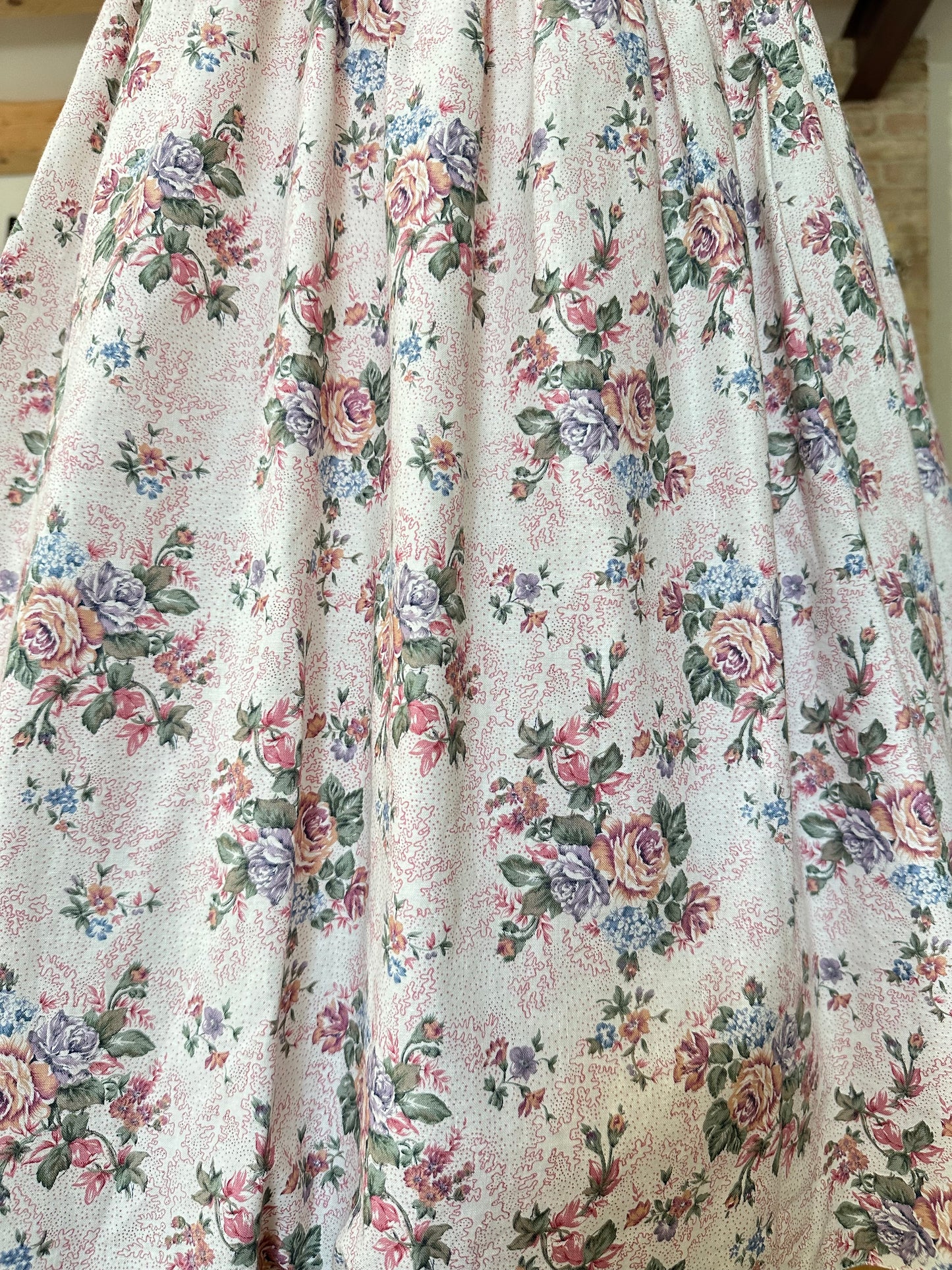 Abito Romantico Vintage Anni ‘80 Höpfner in Cotone con Fiori Tg.38/40