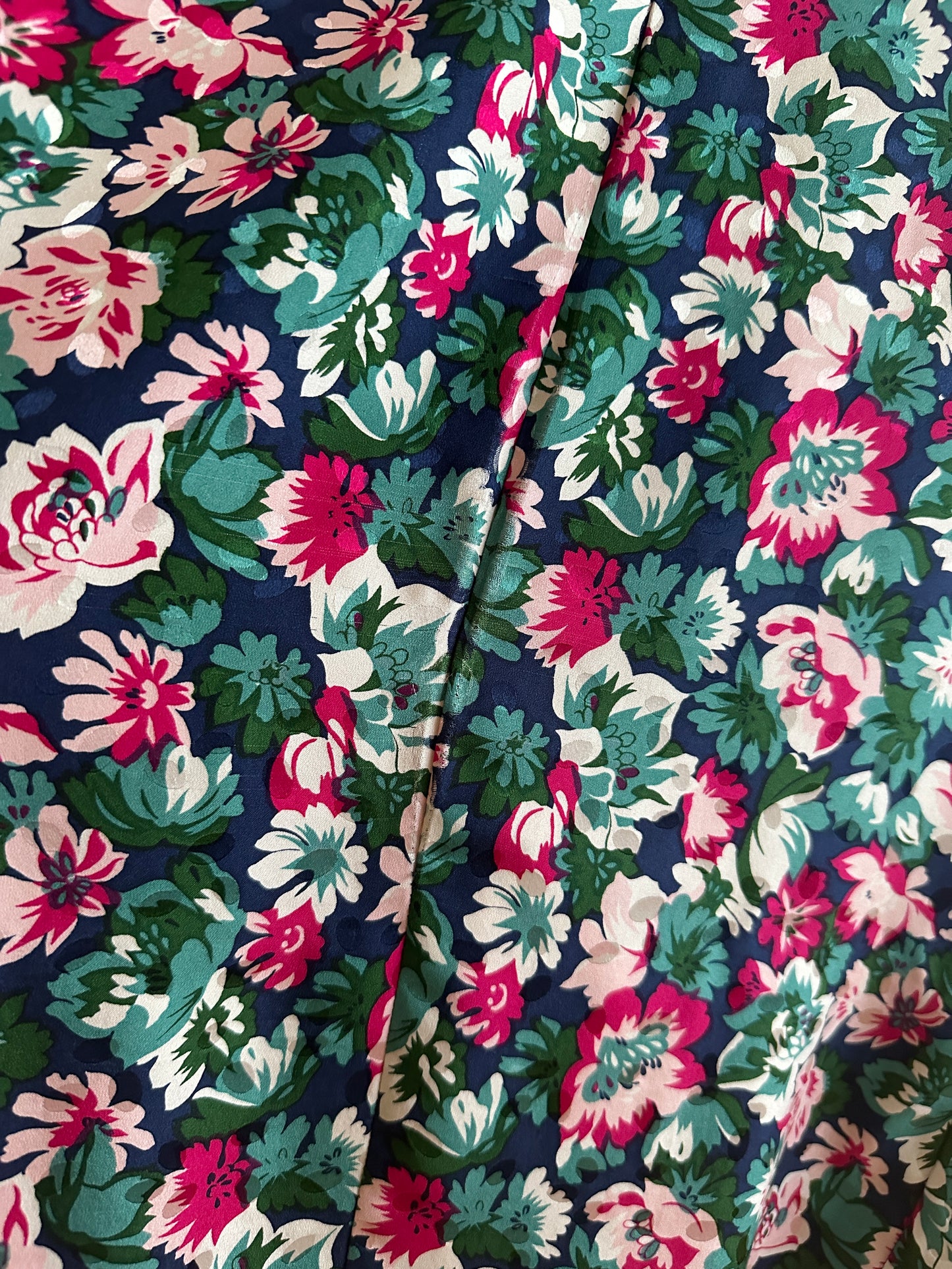 Abito Vintage Anni ‘80 in Seta Fantasia Fiori Tg.44/46