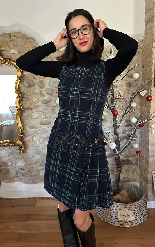 Abito Tartan Smanicato Intrend Blu Tg.42/44