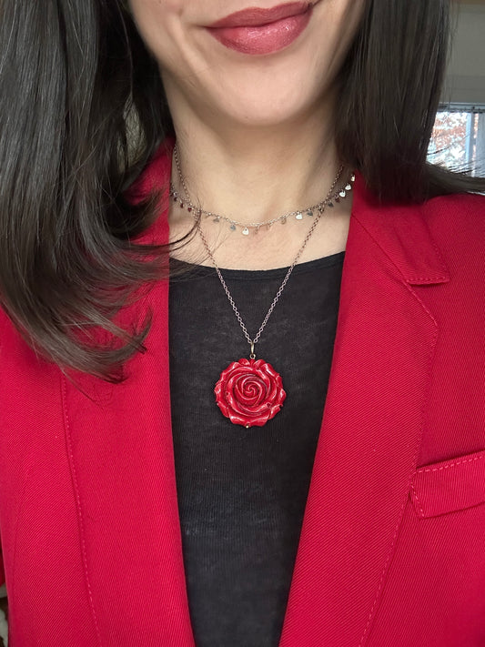 Ciondolo Anni ‘80 Rosa Rossa in Resina