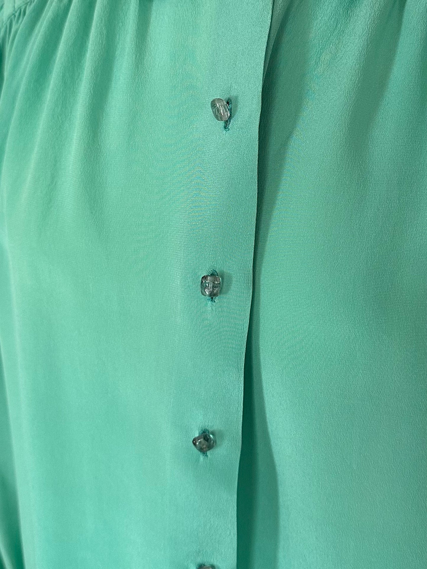 Camicia Vintage Anni ‘80 Sartoriale in Seta Verde Tg.fino 50