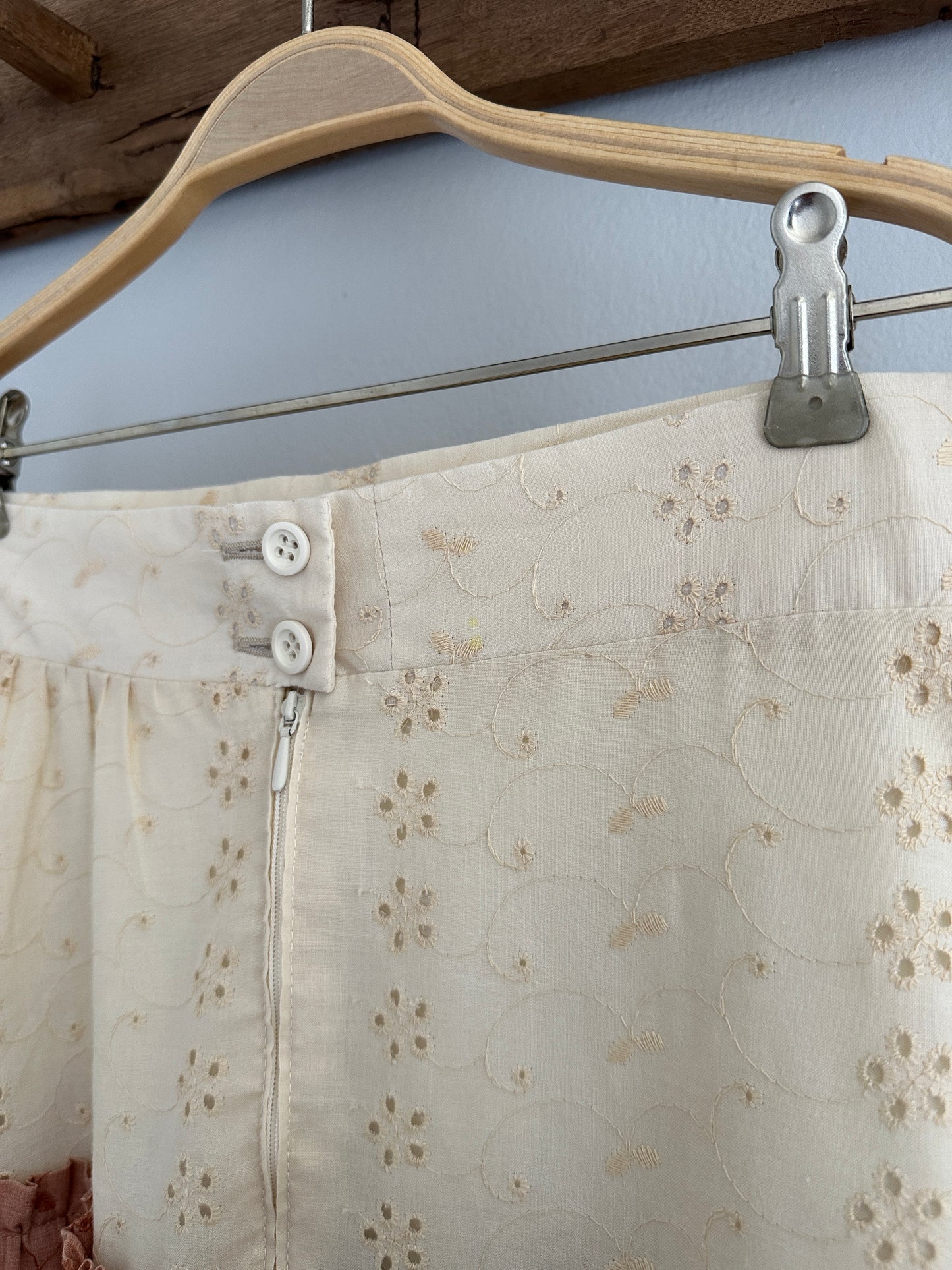 Gonna a Ruota in Sangallo Beige e Mattone Tg.40