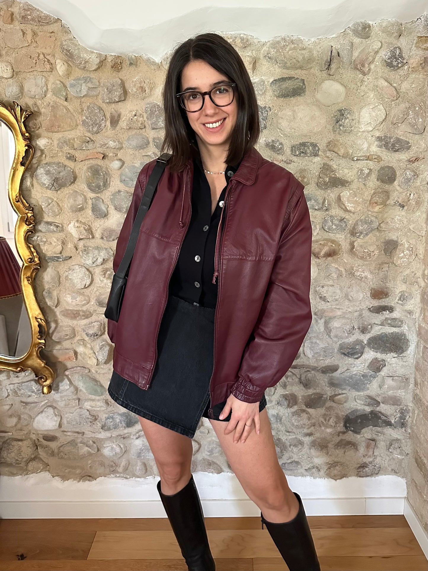 Giubbotto Vintage Anni ‘80 in Pelle Vinaccia Tg.44/46