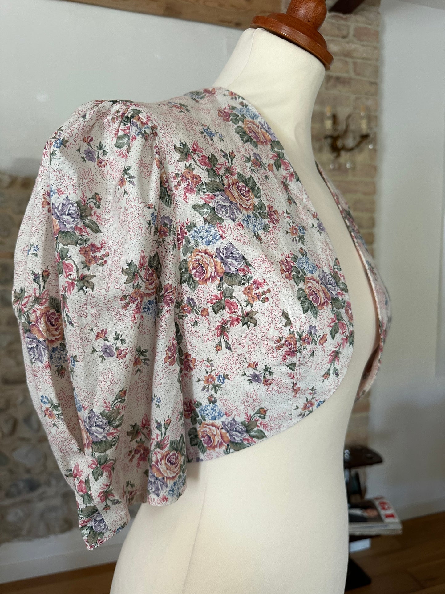 Abito Romantico Vintage Anni ‘80 Höpfner in Cotone con Fiori Tg.38/40
