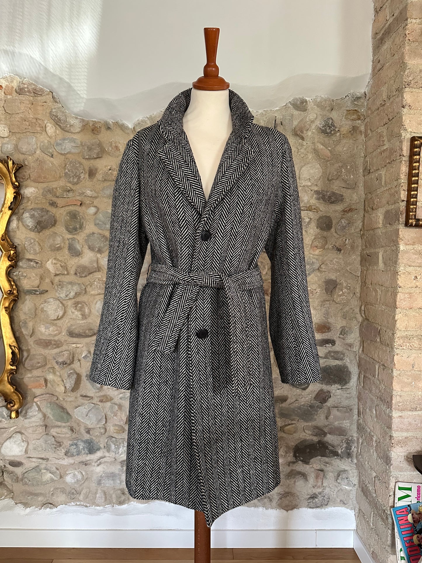 Cappotto Spigato Sartoriale in Misto Lana Tg.42