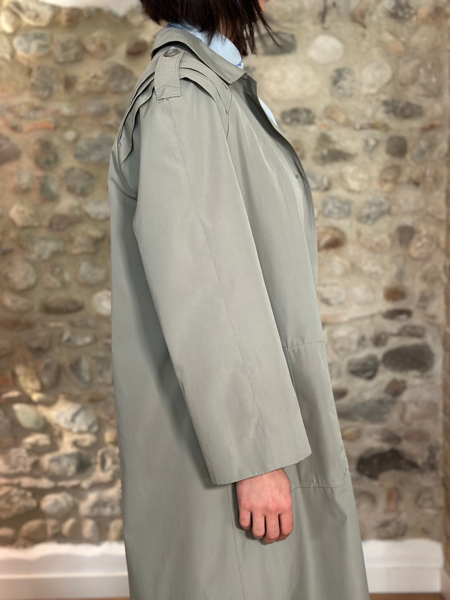 Trench Vintage Lungo Nino Grigio/Verde Salvia Tg.40/42/44
