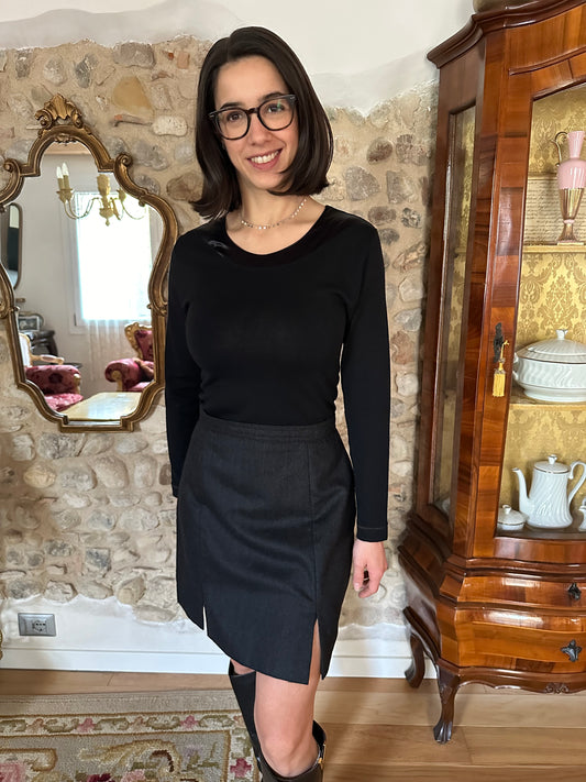 Maglia 100% Lana Vintage Nera Tg.da 42 a 48