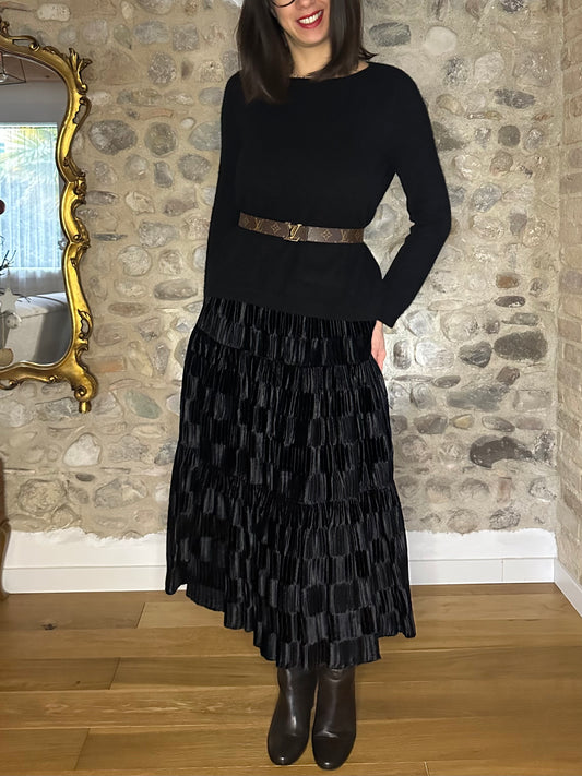 Gonna Lunga a Ruota Giorgio Grati in Velluto Nera Tg.38/40