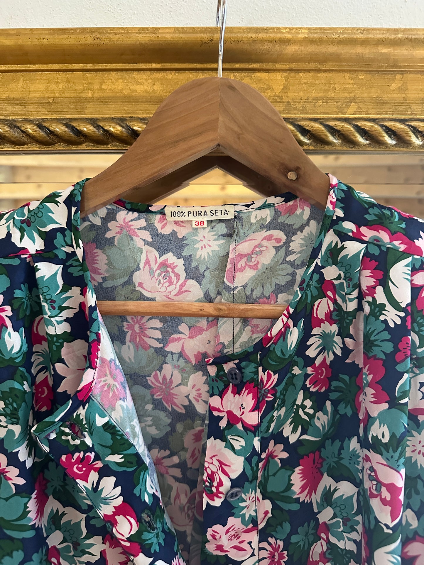 Abito Vintage Anni ‘80 in Seta Fantasia Fiori Tg.44/46