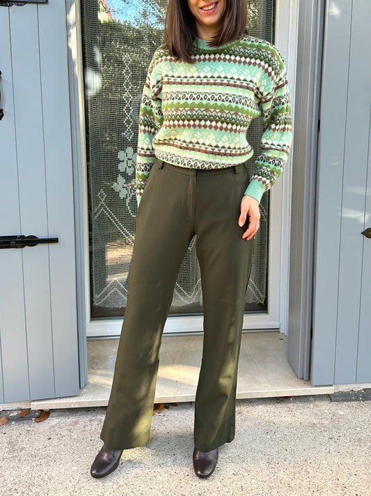 Pantalone New York Industrie Anni 2000 Nuovo Verde Oliva Tg.44/46