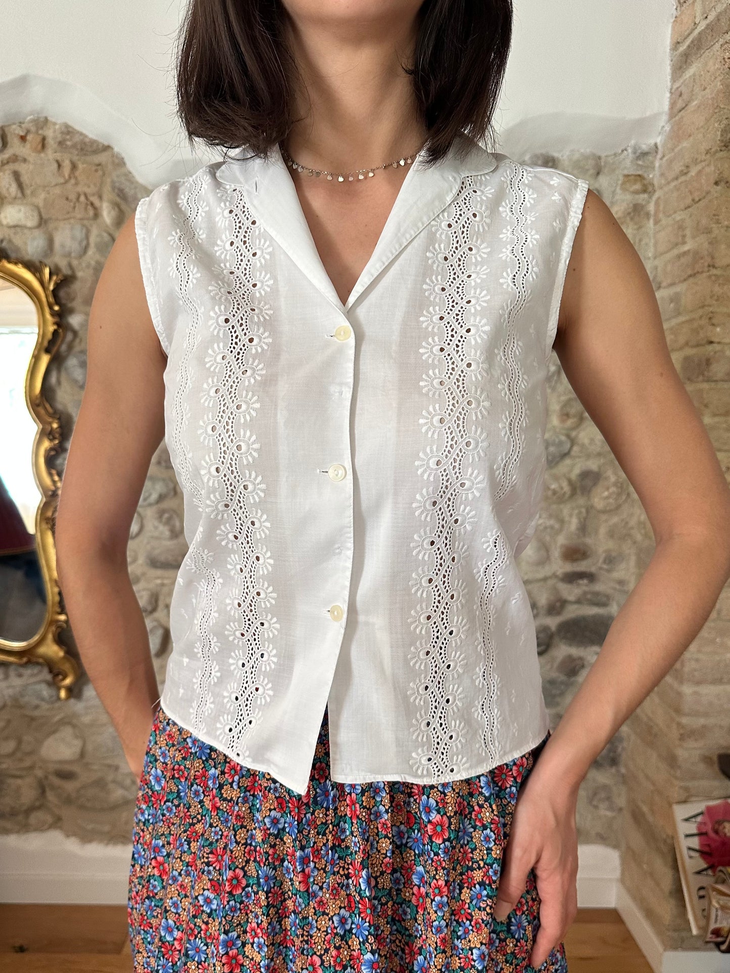 Camicia Anni ‘80 in Cotone Bianco Tg.40