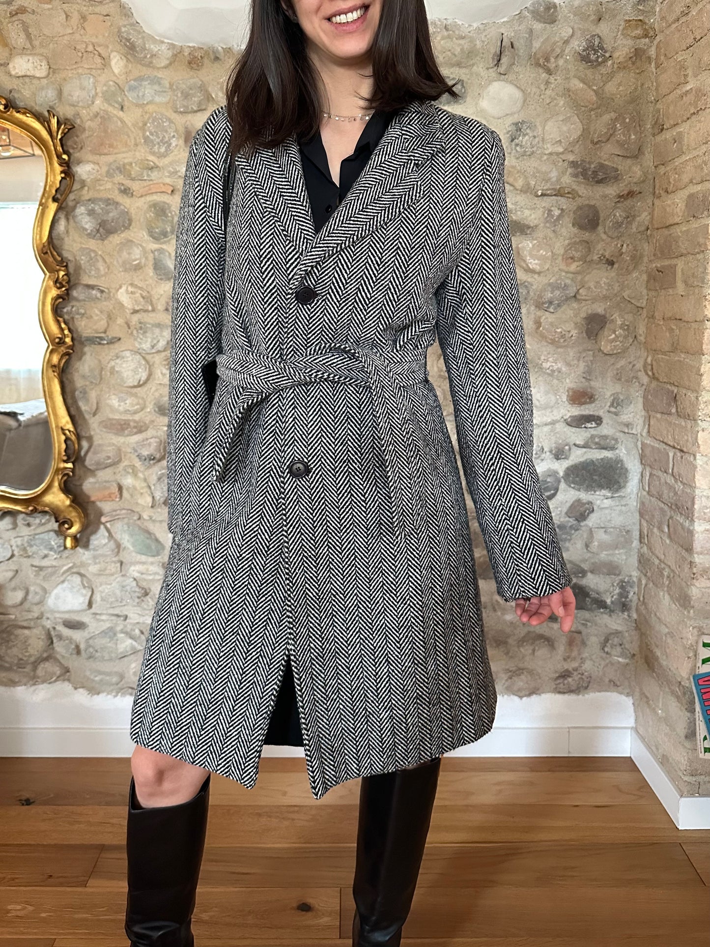 Cappotto Spigato Sartoriale in Misto Lana Tg.42