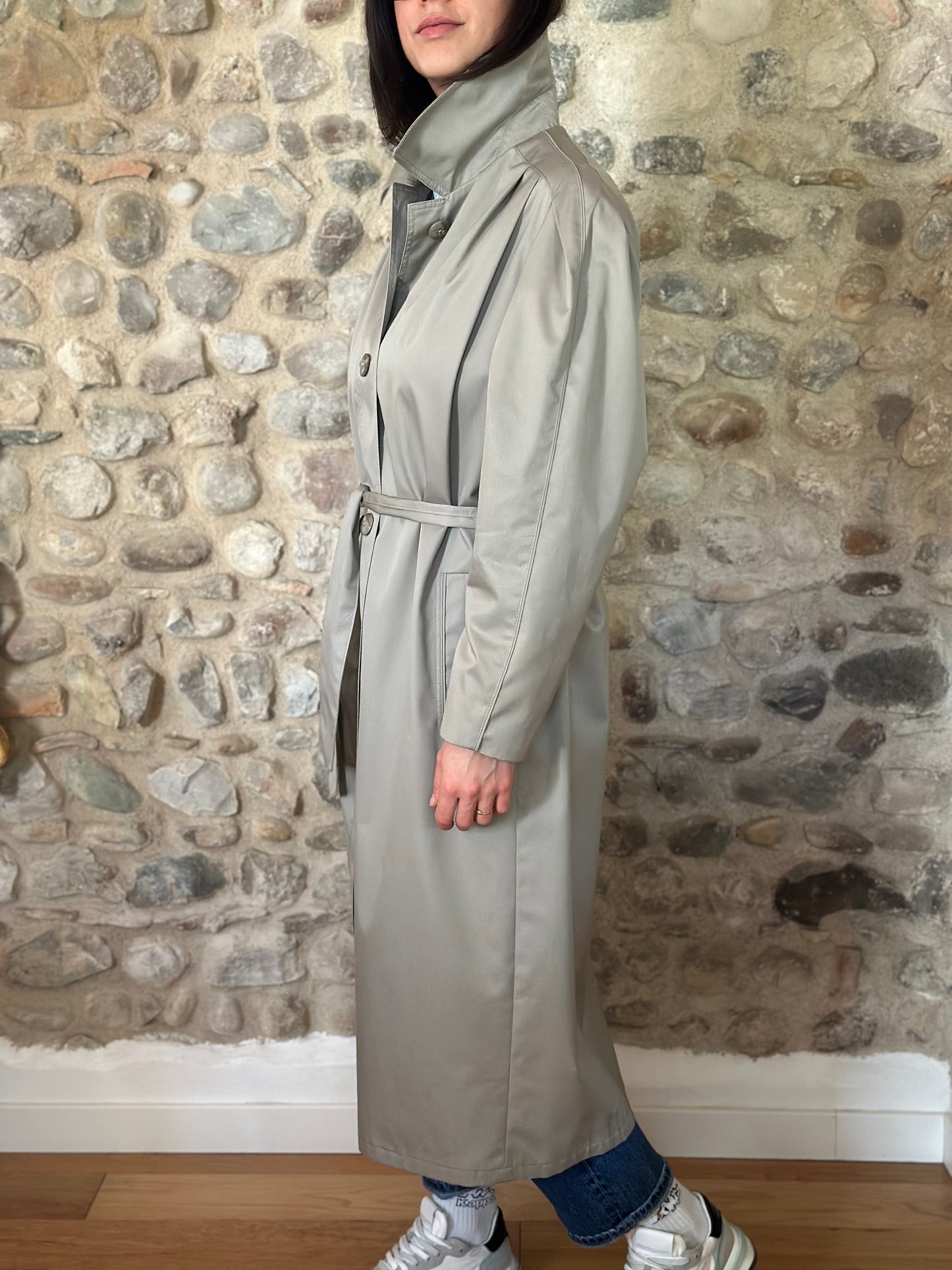 Trench Lungo Vintage Nino Anni ‘80 Grigio Perla Tg.fino 50