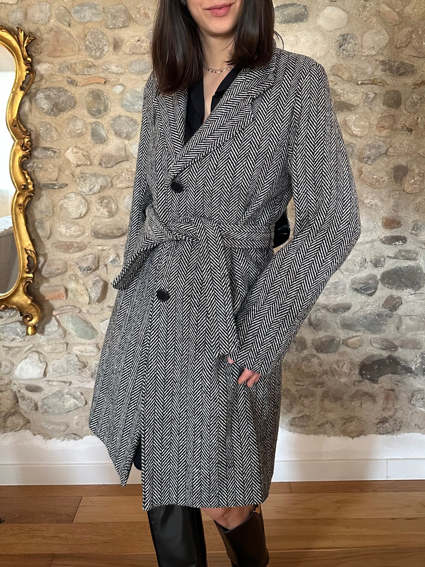 Cappotto Spigato Sartoriale in Misto Lana Tg.42