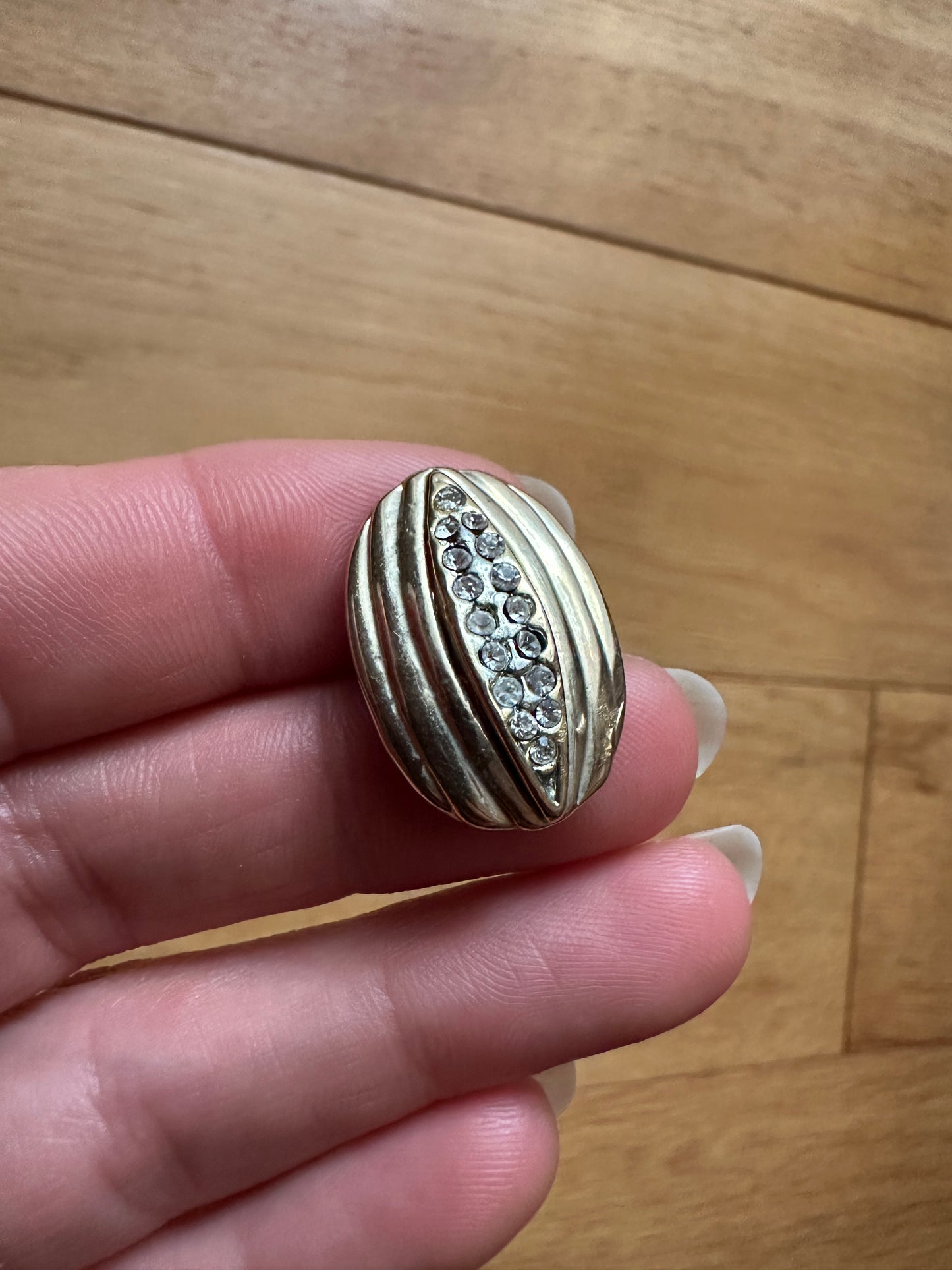 Orecchini Anni ‘70/‘80 a Clip Dorati con Brillantini