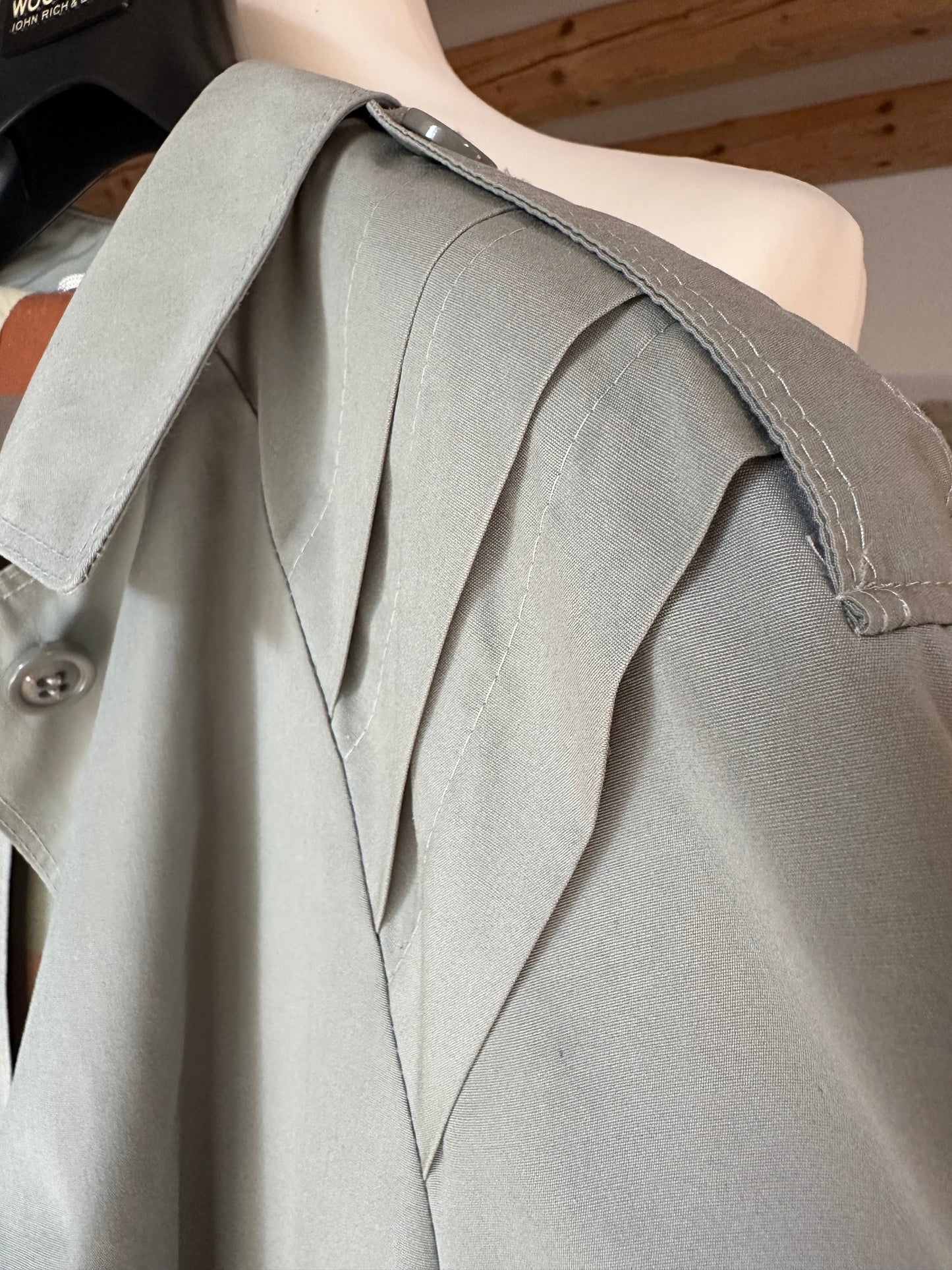 Trench Vintage Lungo Nino Grigio/Verde Salvia Tg.40/42/44