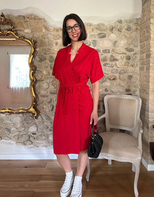 Abito Kimono Vintage Anni ‘90 Rosso Tg.42/44