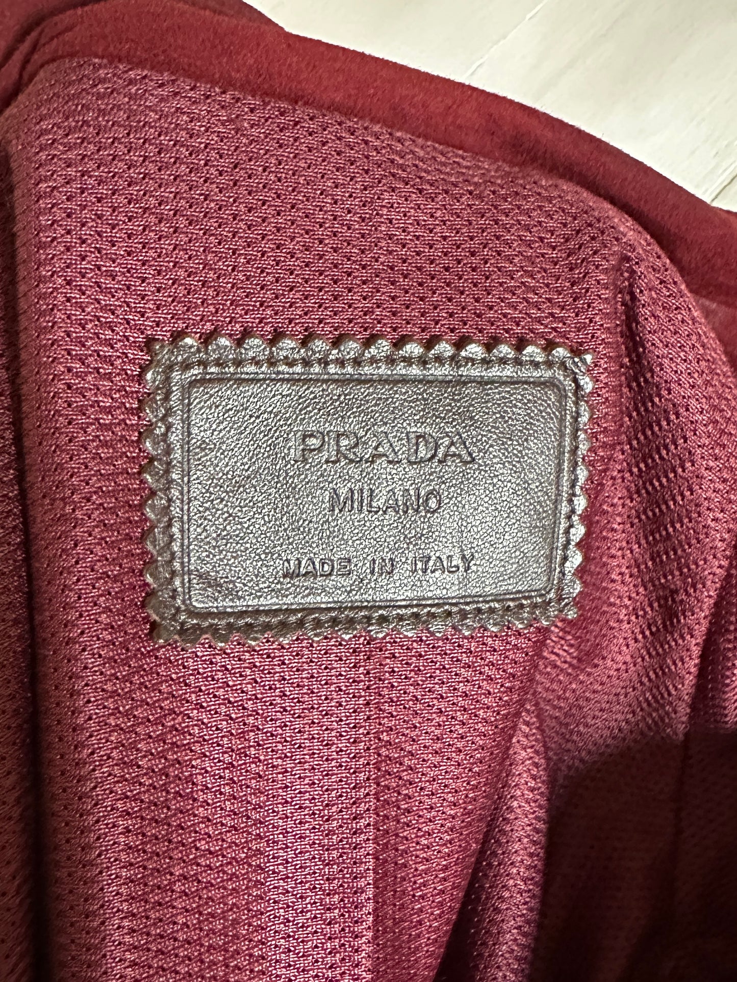 Giubbotto Prada Anni 2000 in Pelle Scamosciata Bordeaux Tg.40/42
