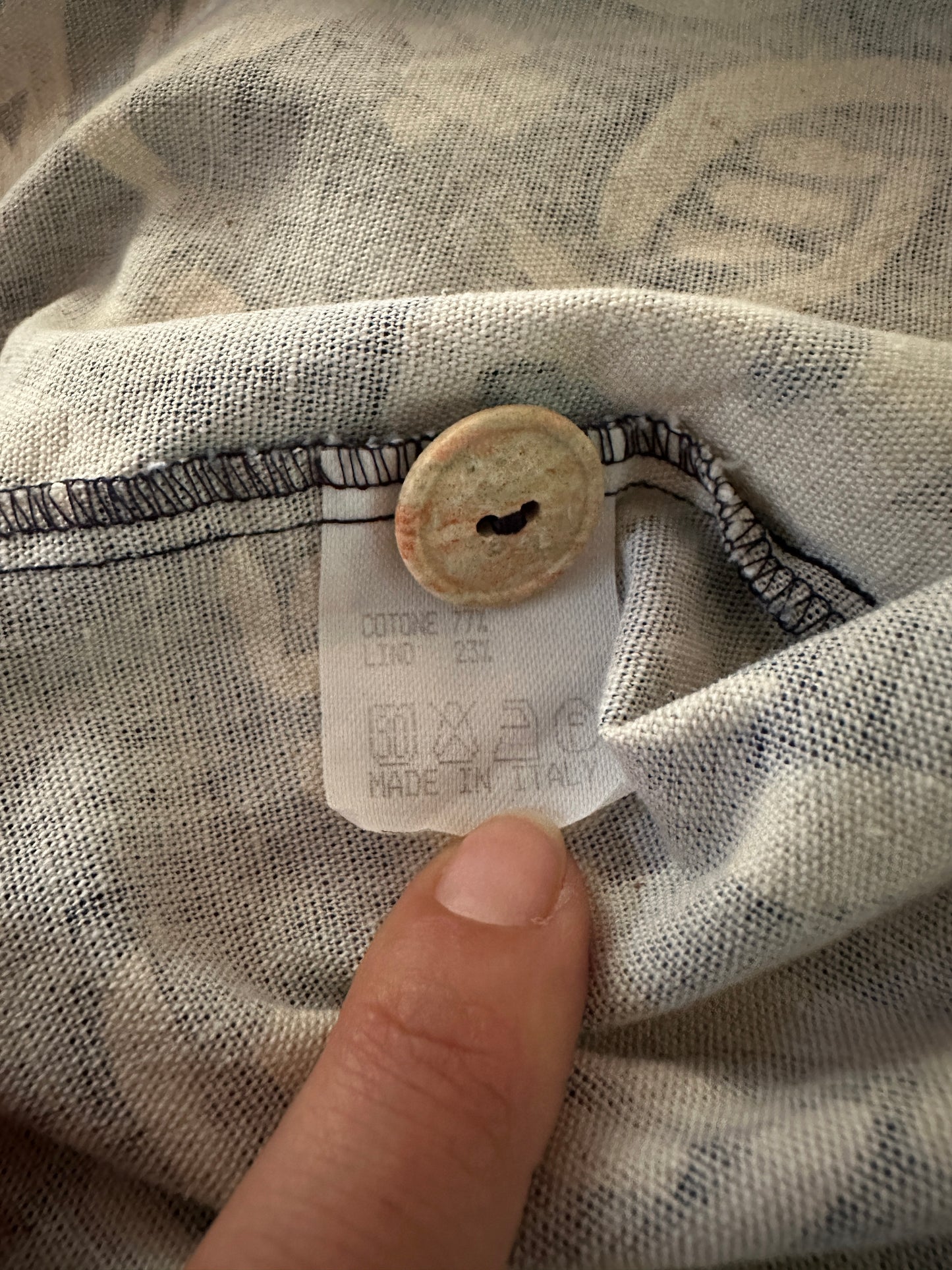 Gilet Martina Orlandi Anni ‘80 Cotone e Lino Fantasia Blu e Beige Tg.42/44