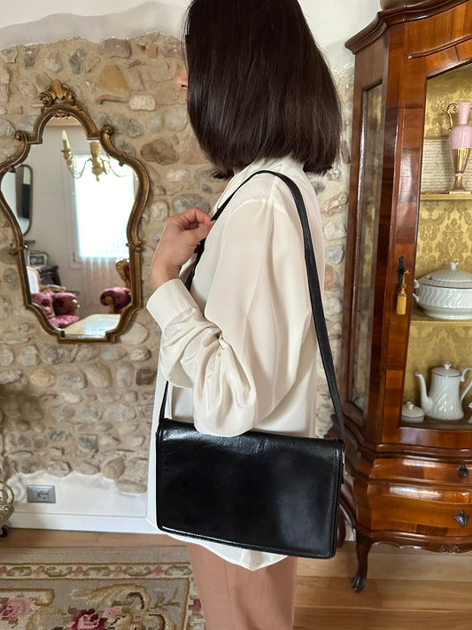 Borsa in Pelle a Spalla Anni Novanta Nera