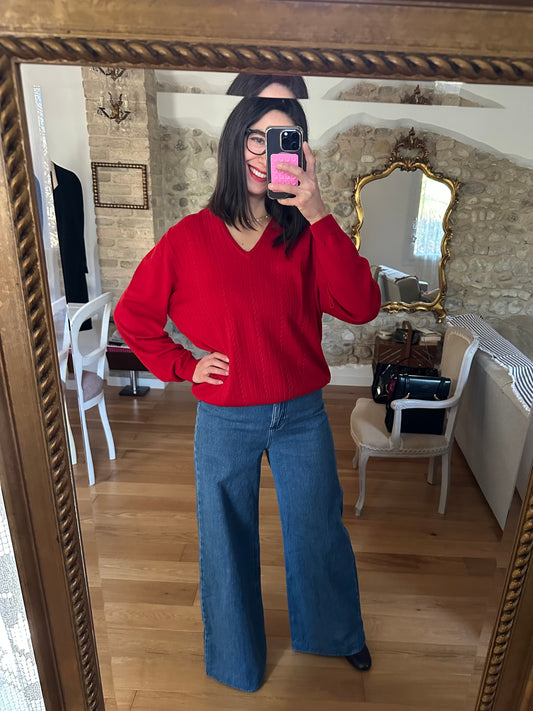 Maglione Yves Saint Laurent Anni ‘80 in Lana Rosso Tg.44/46/48