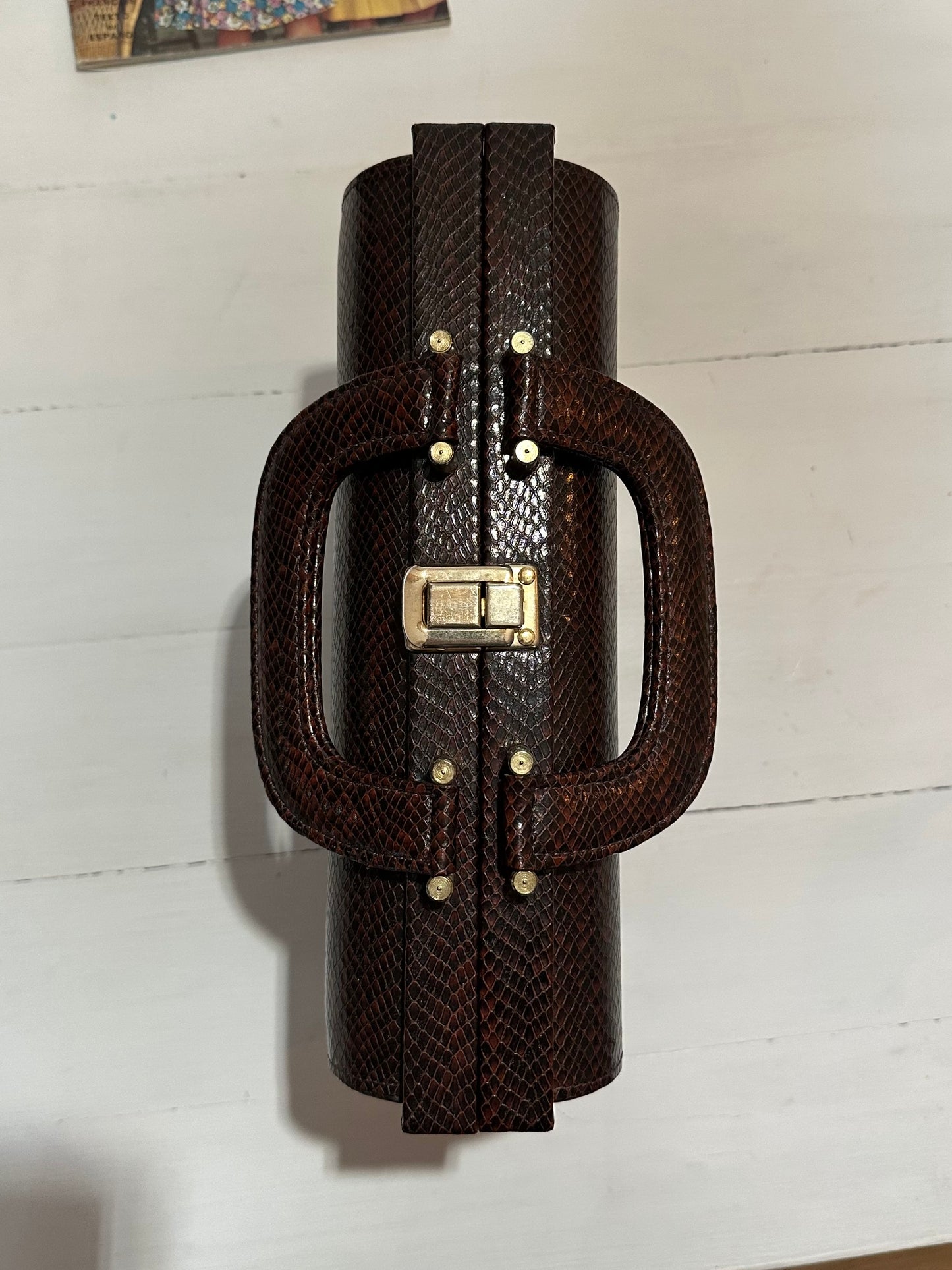 Borsa Valigetta Anni ‘70 Ika Similpelle Lucertola Marrone