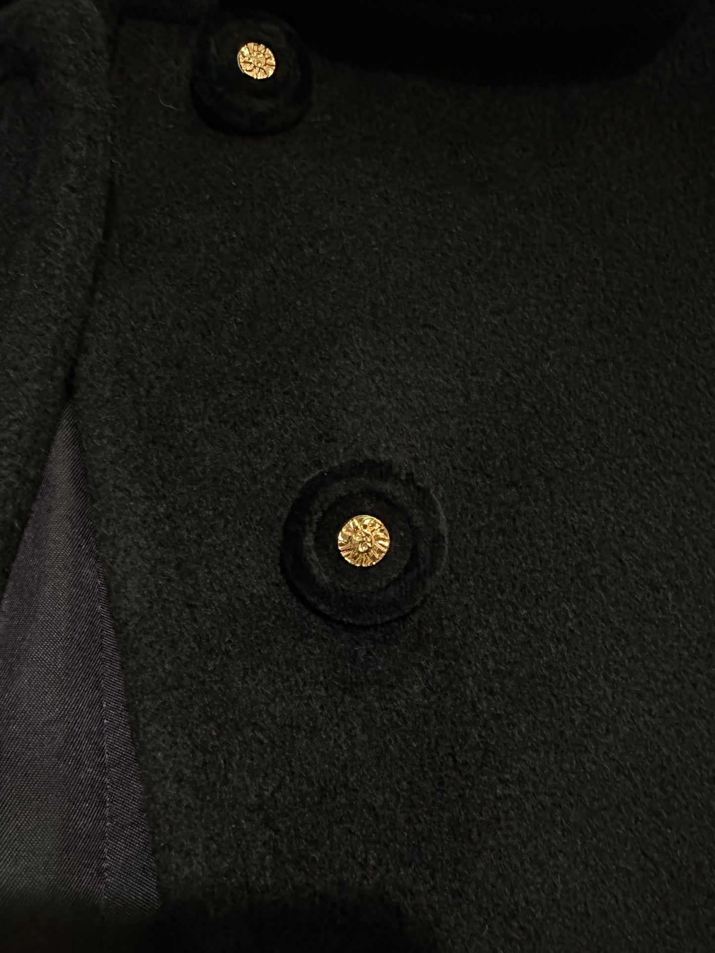 Cappotto Fine Anni ‘80 Delia Ferrari in Lana Nero