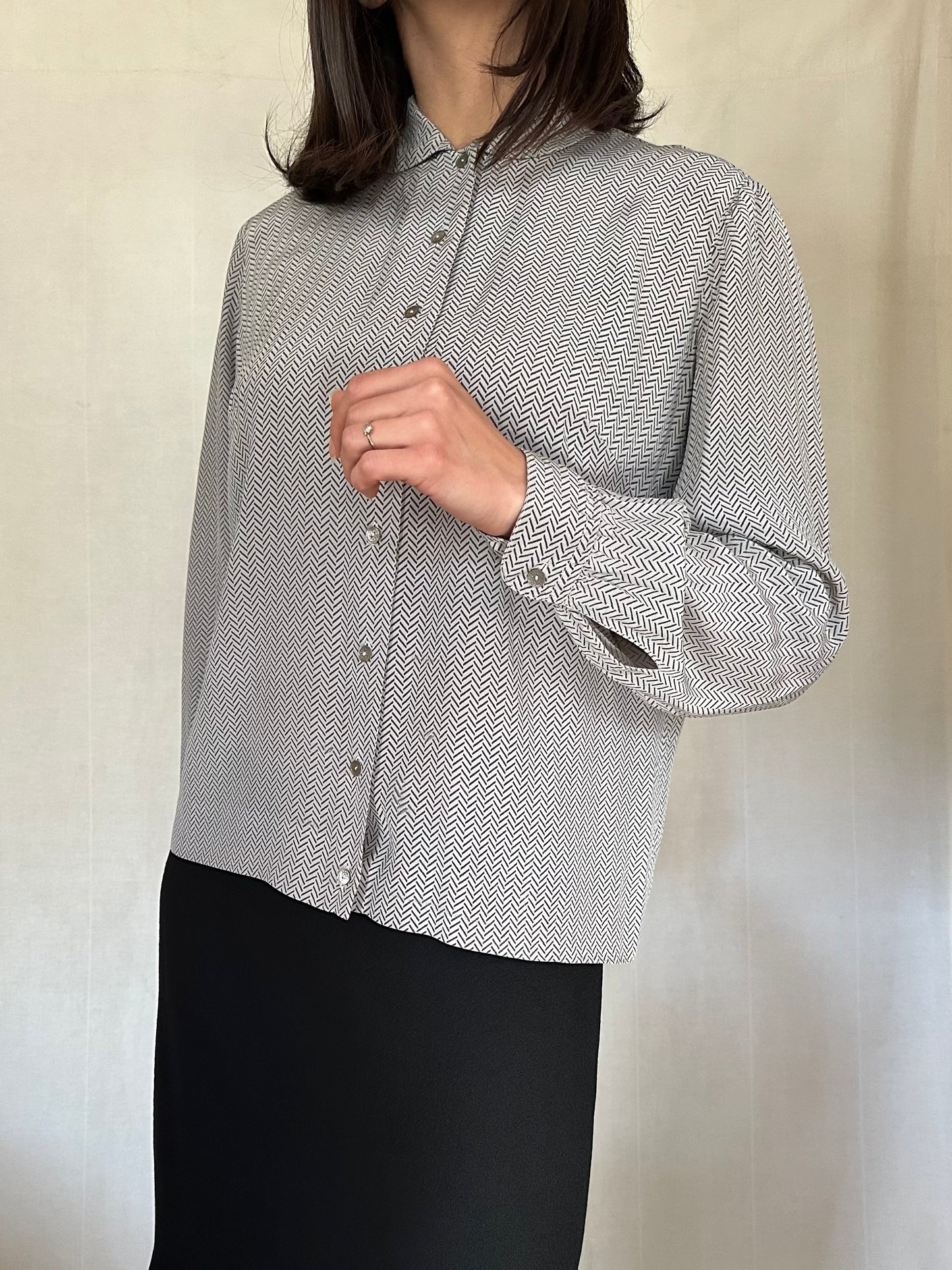 Camicia Sartoriale Anni ‘80 in Seta Grigia Tg.44/46