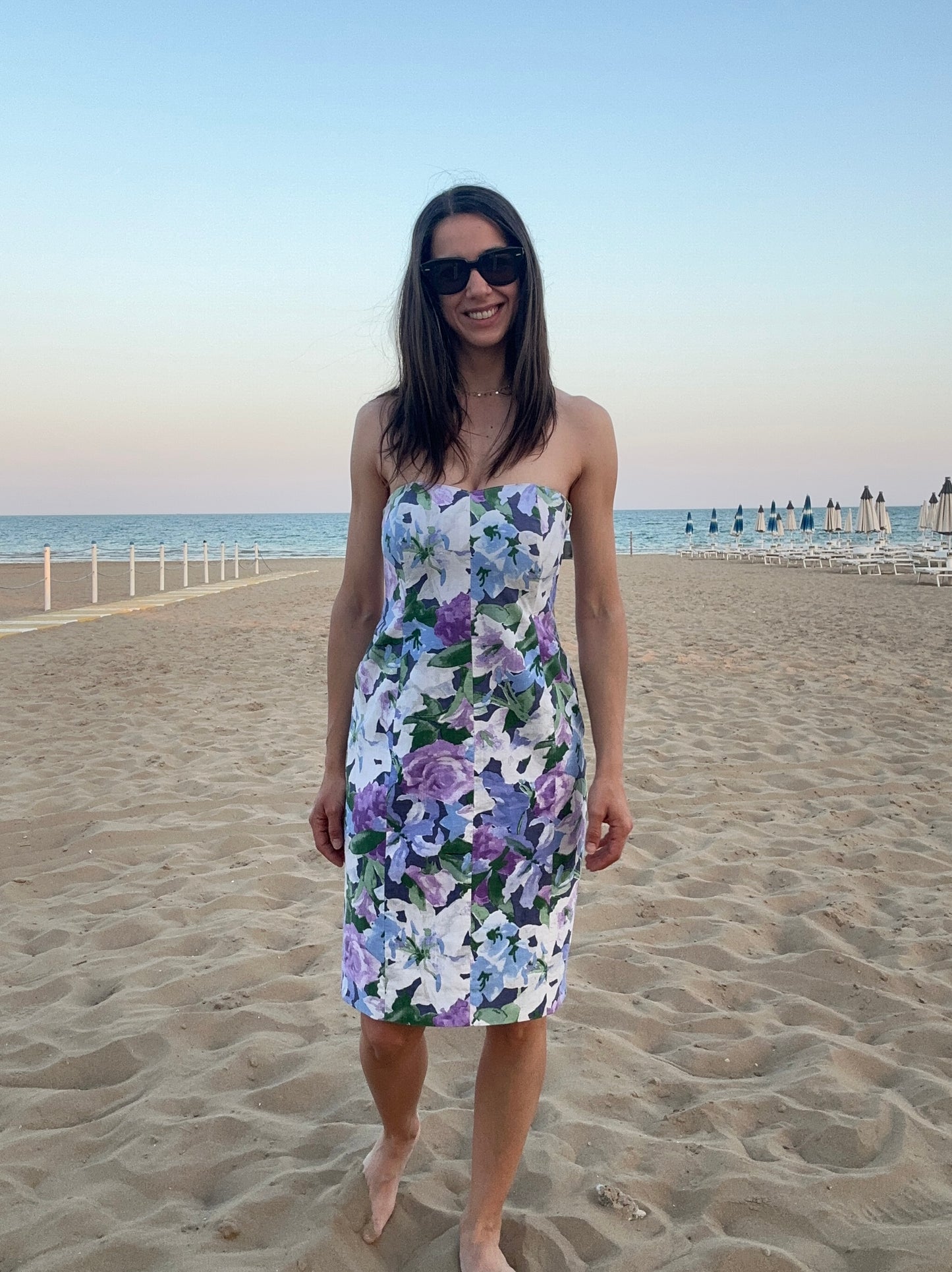 Abito Bustier Vintage Anni ‘80 in Lino a Fiori