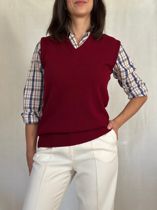 Gilet Anni ‘80/‘90 in Lana Bordeaux Tg.40/42/44