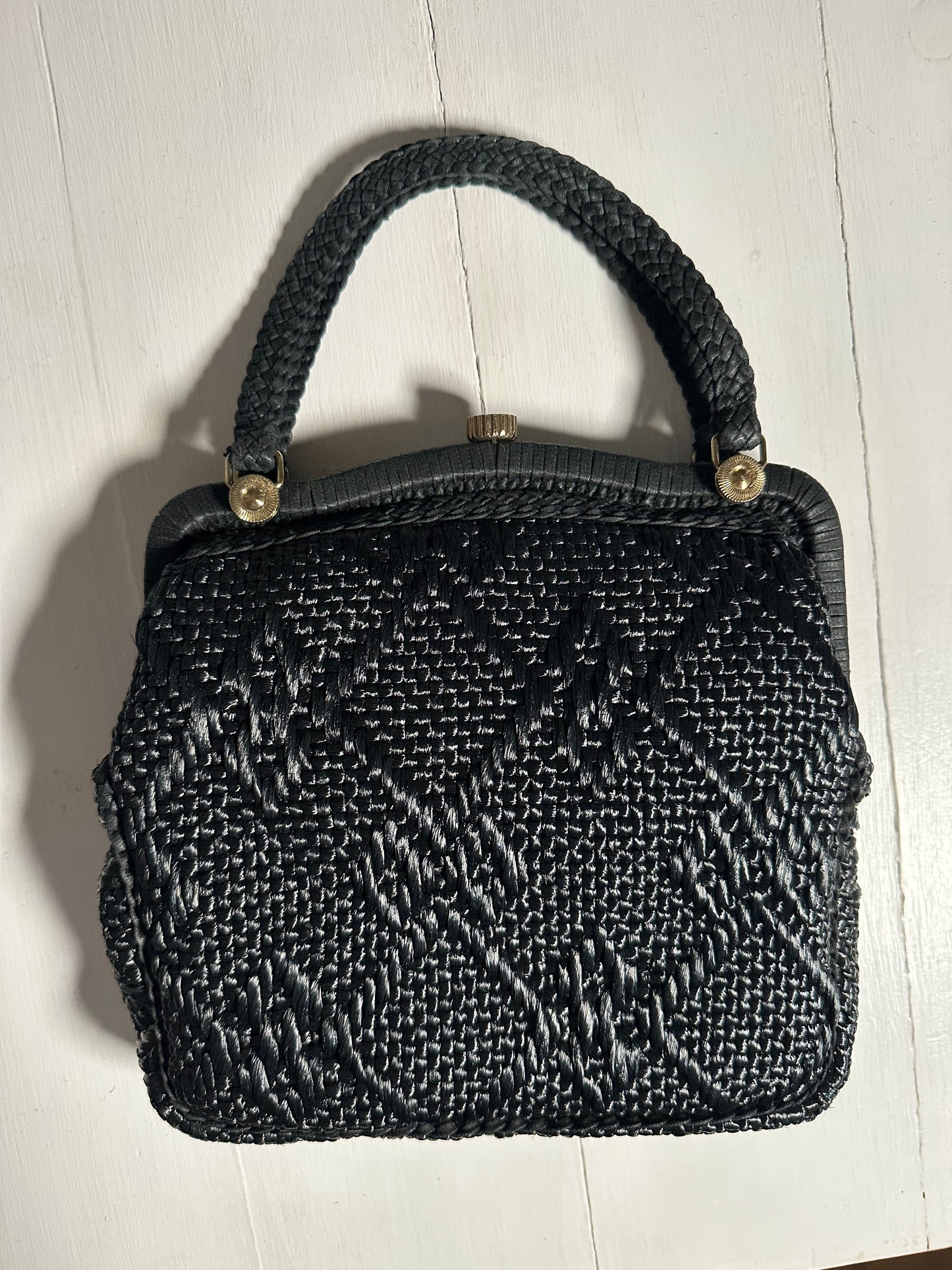 Borsa Vintage Anni ‘50/‘60 in Rafia Nera