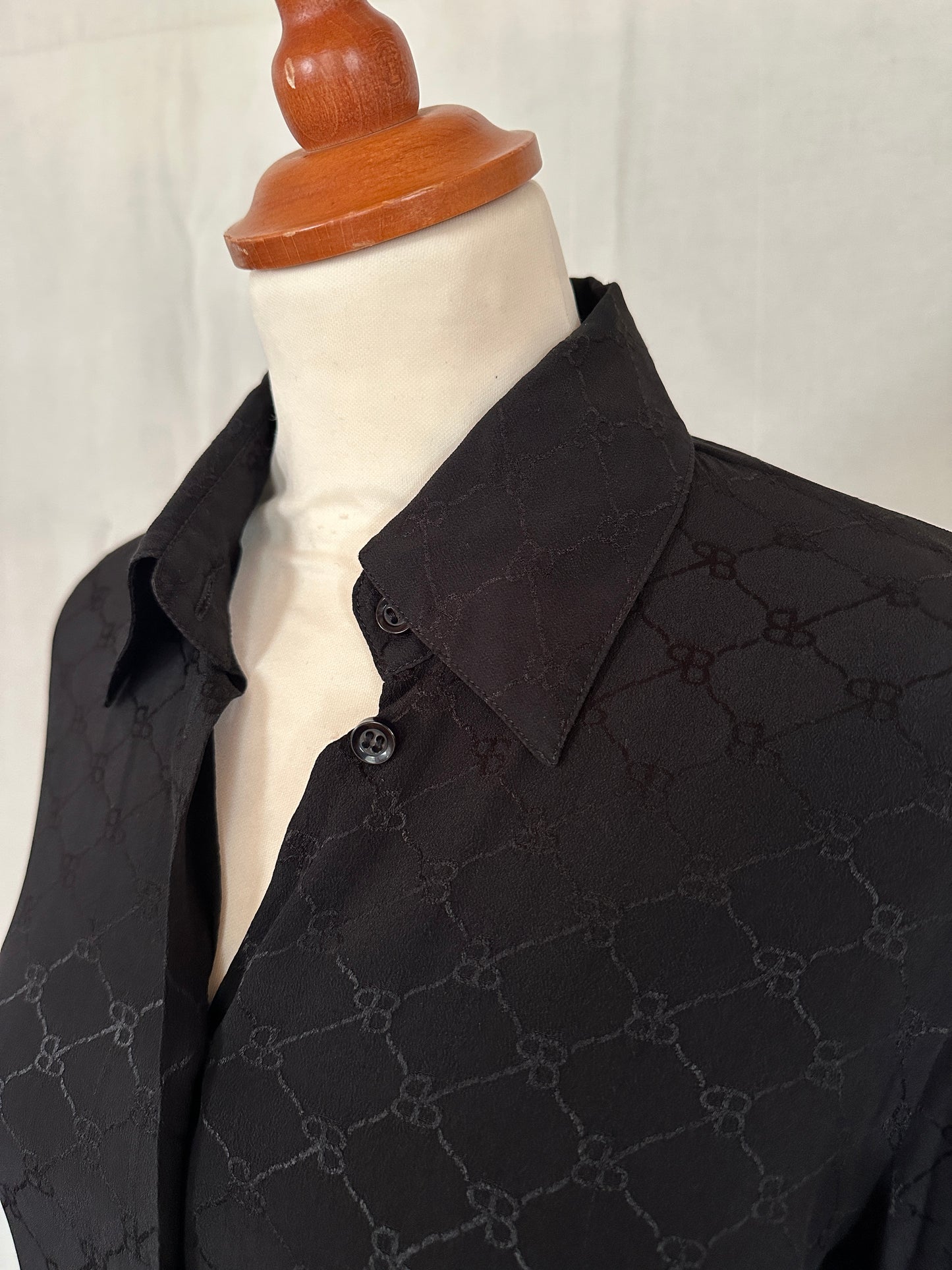 Camicia Renato Balestra Anni ‘80/‘90 in Misto Viscosa e Seta Nera