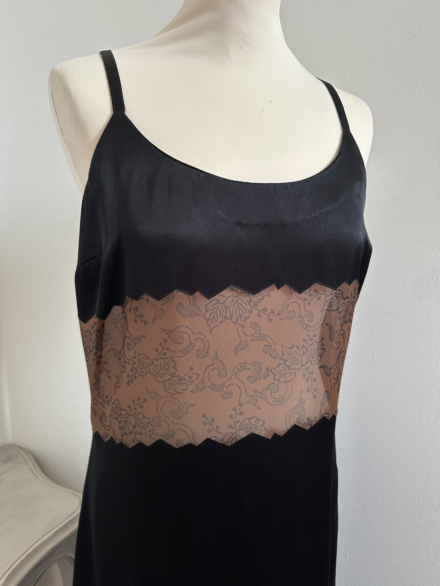 Slip Dress Fendi Vintage Anni ‘90 Nero e Marrone