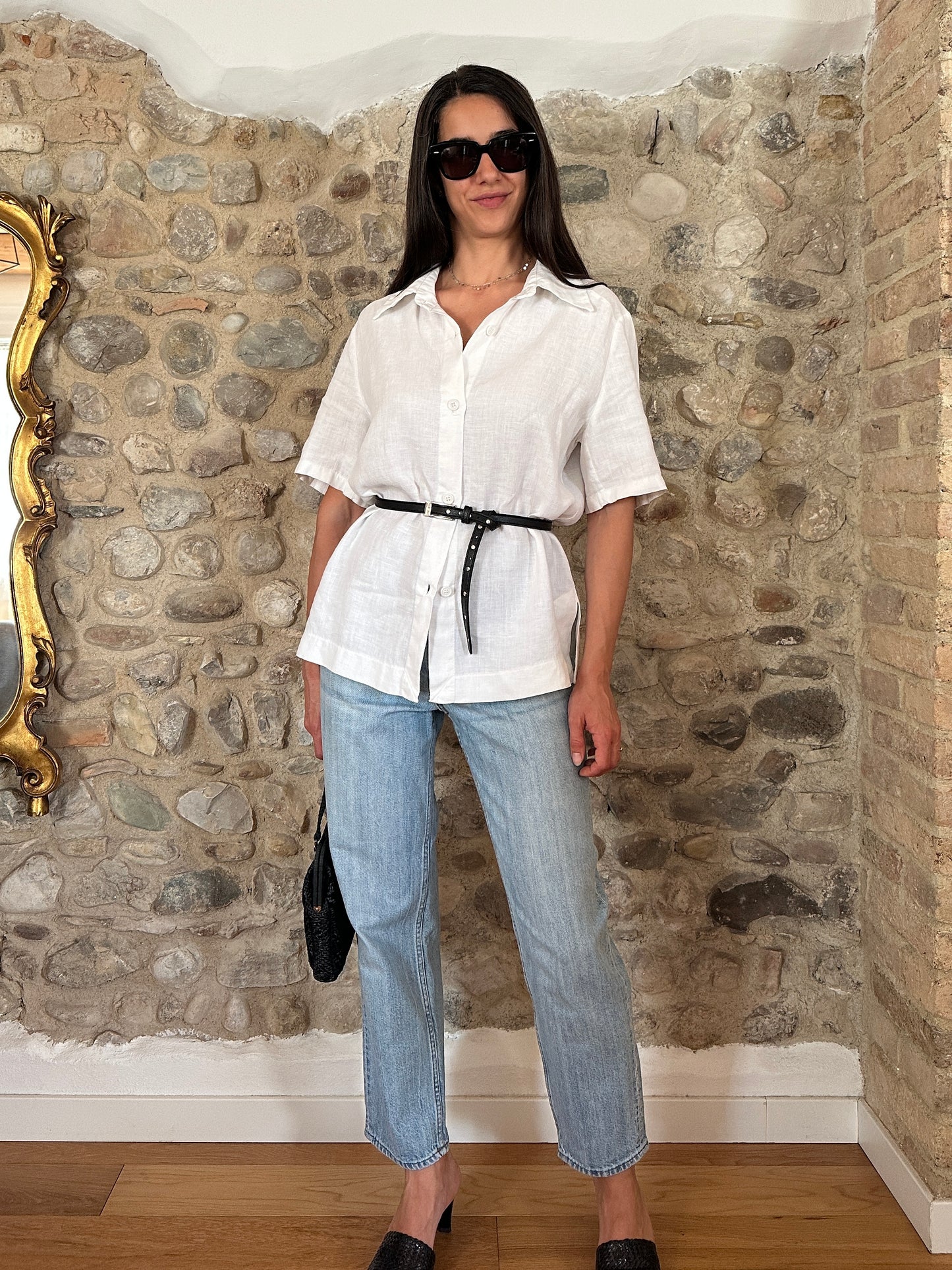 Camicia Vintage Studio 81 in Lino Bianca