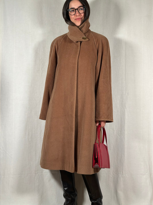 Cappotto Iconico Vintage Anni ‘80 in Lana e Cachemire Cammello Scuro
