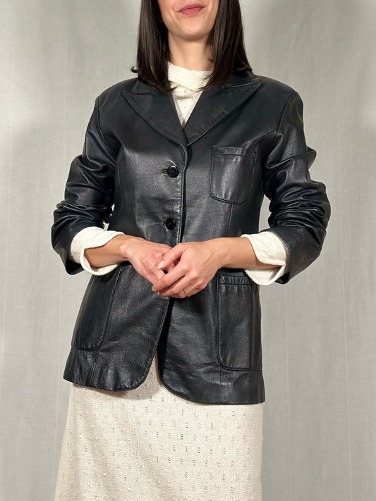 Giacca Mad’s Anni 2000 in Pelle Blu Tg.40/42